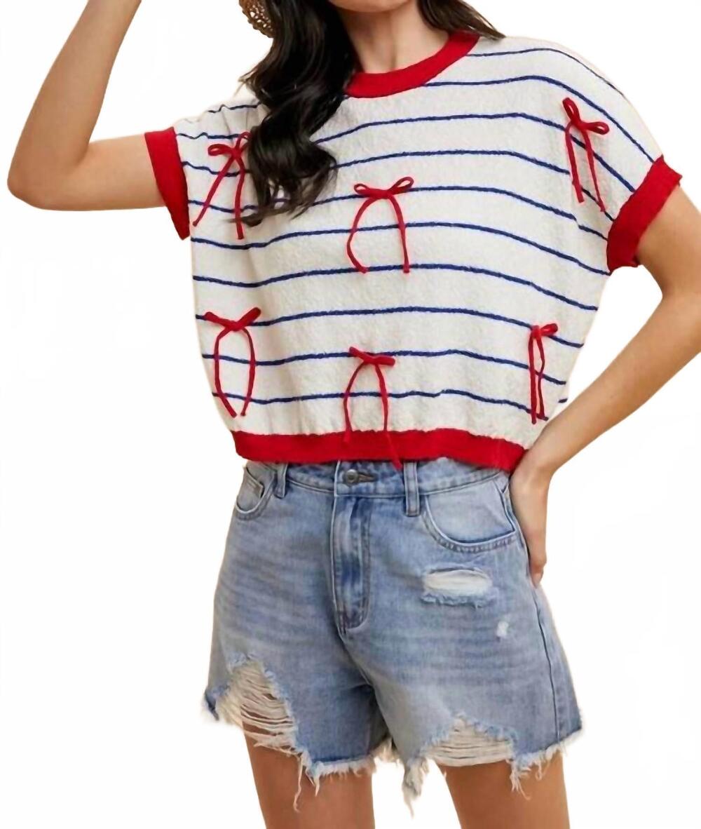 NEW ANNIEWEAR bailey bow knit top in ivory